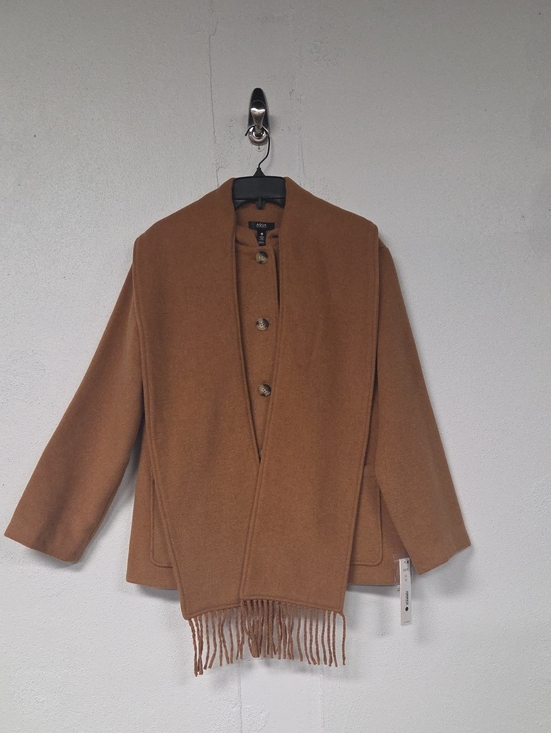 Aqua Jackets & Blazers - Aqua Camel Brown Fringe Wool Cape Coat